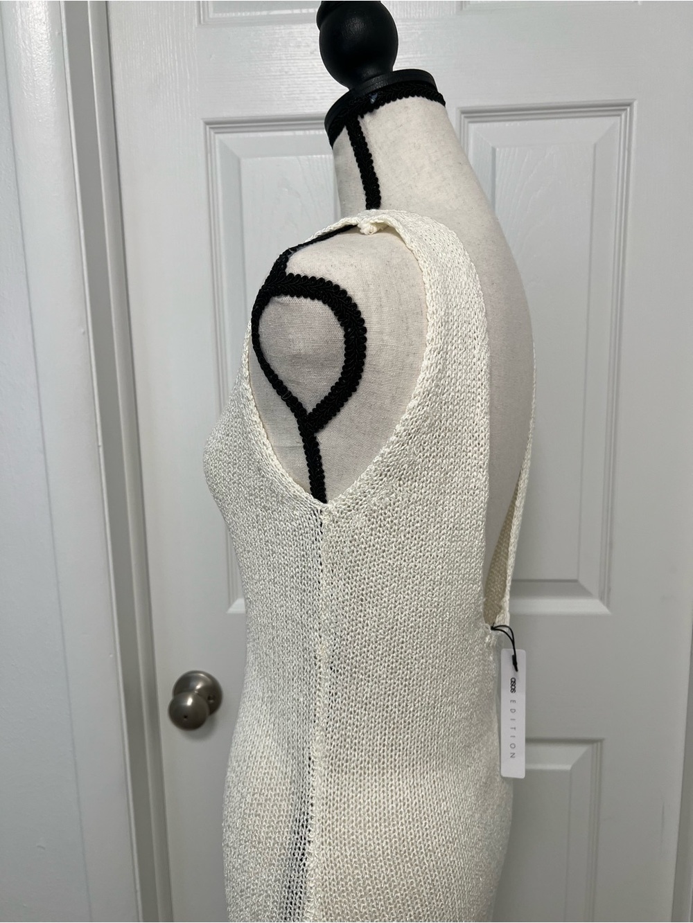 ASOS Edition Ivory Knit Maxi Dress Open Back Sleeveless Size US 8 NWT - Picture 10 of 14